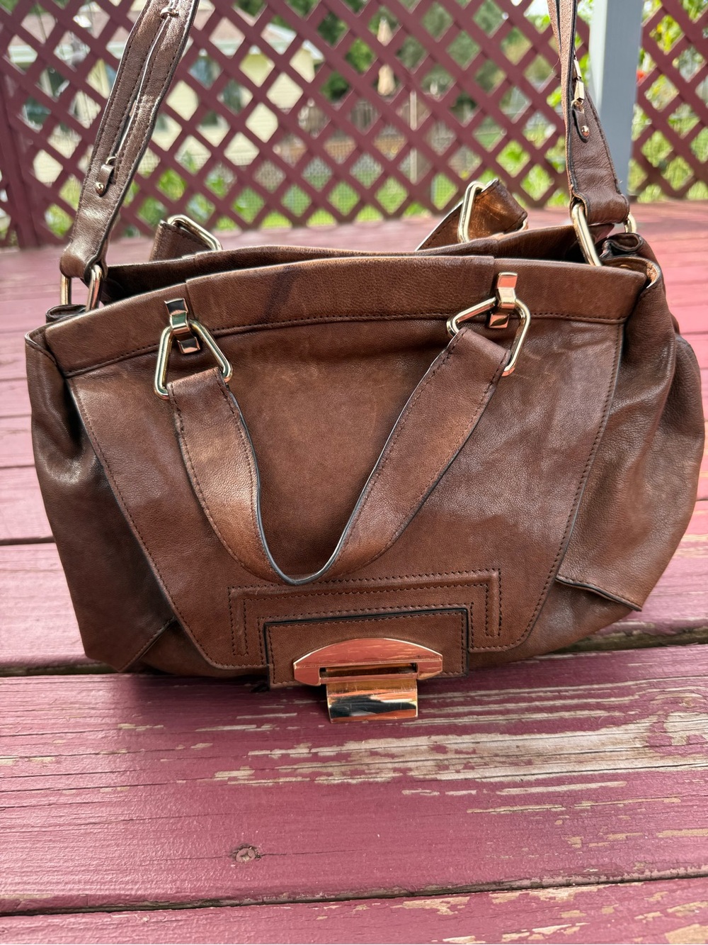 Brown Leather Tote Handbag